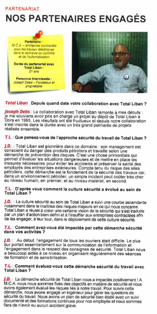 MCA partnership with Total Liban